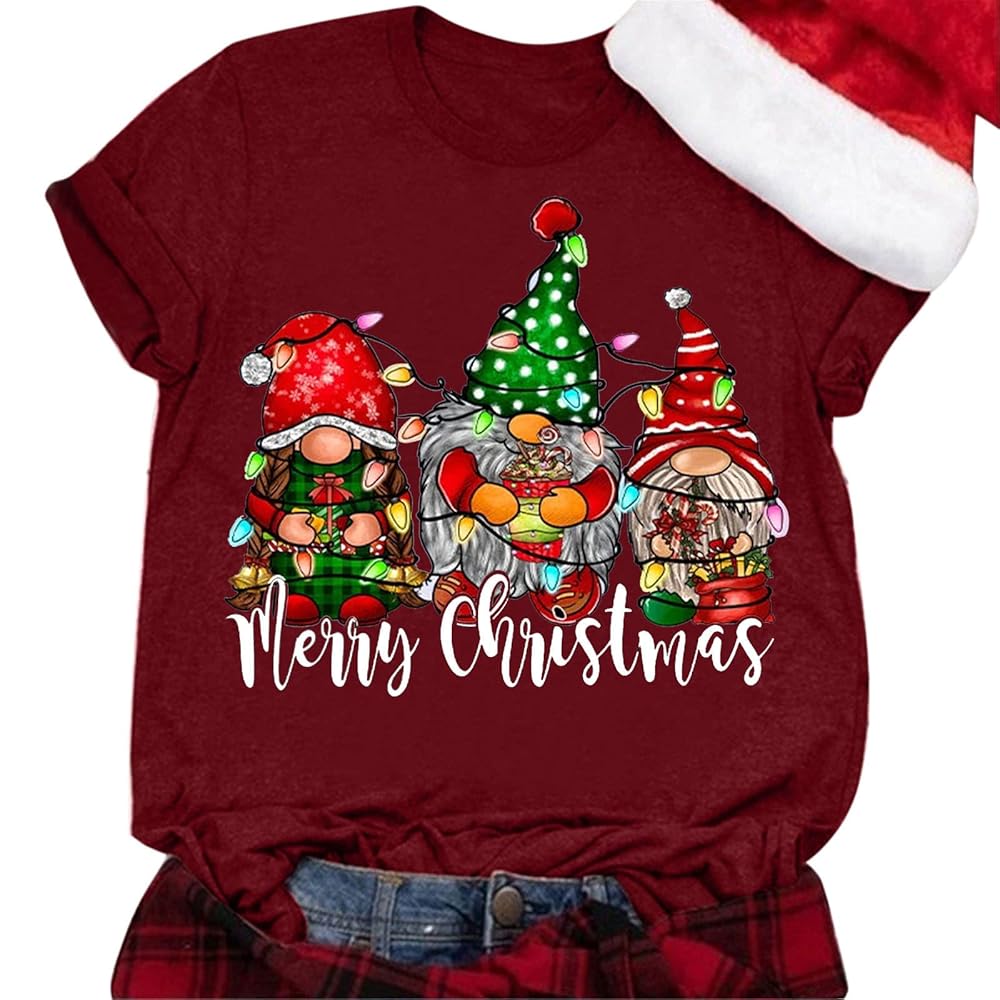 Amazon | クリスマス tシャツ レディース 赤 Fulorrita tシャツ